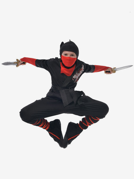 Image of Costumi di Halloween per bambini Set di 2 pezzi con maschera in poliestere Ninja nero