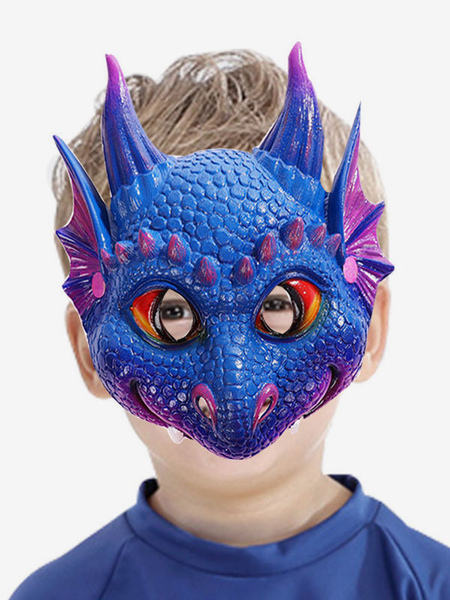 Image of Accessori per costumi di Halloween per bambini Maschera da drago blu Accessori per costumi da vacanza in pelle PU