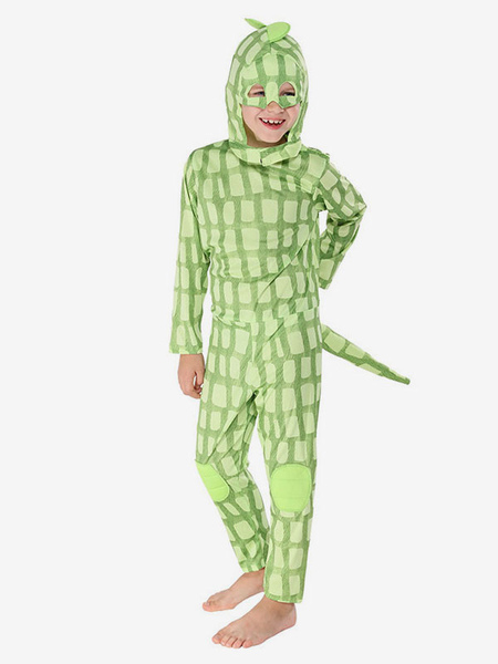 Image of Costumi di Halloween per bambini Costume da festa di lucertola verde chiaro in poliestere Cosplay Set completo