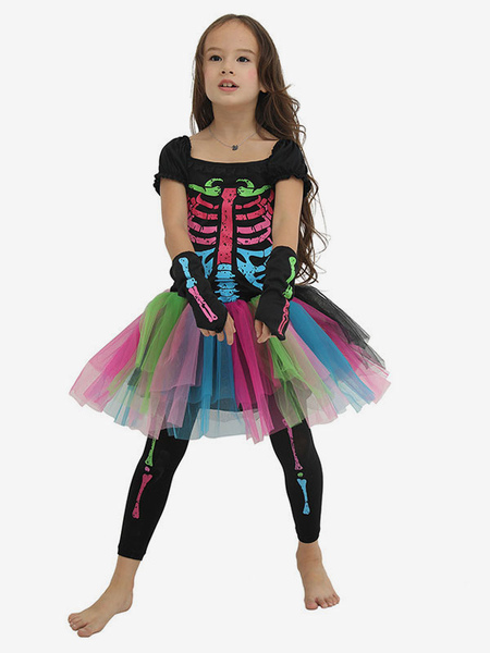 Image of Costumi di Halloween per bambini  collant in poliestere nero  vestito da 2 pezzi  costume da festa  set completo