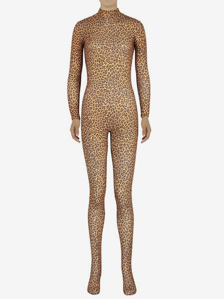 Image of Carnevale Leopardo multicolor stampa Zentai Slim Fit tuta Spandex per le donne Halloween