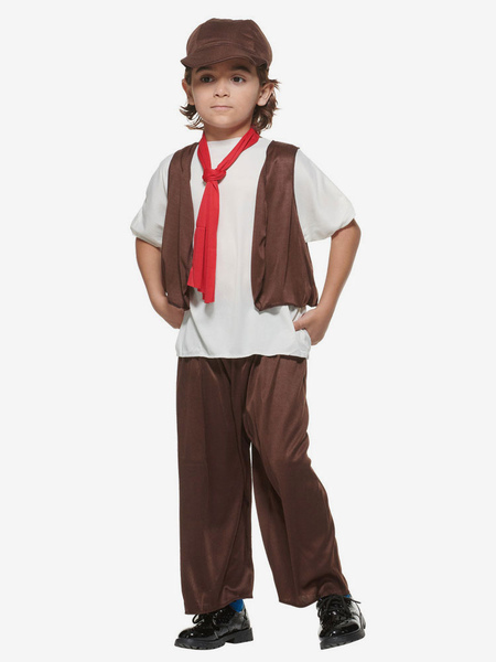 costumes d&#39;halloween pour enfants ensemble d&#39;halloween marron foncé pantalon en polyester pour enfant en fibre de polyester cravate