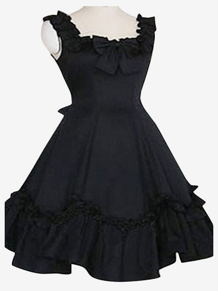 Image of Sweet Lolita JSK Dress Ruffles Black Lolita Jumper Gonne