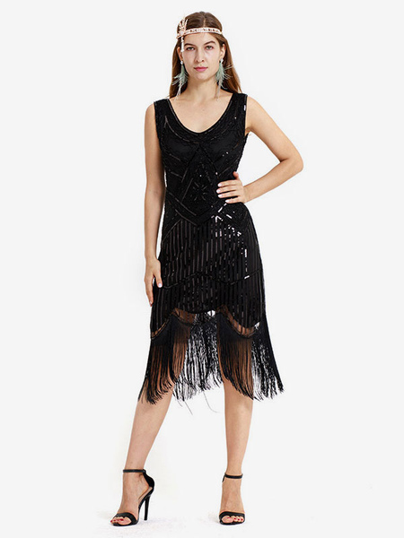 robe charleston robe vintage 1920s costume gatsby robes franges paillettes col v déguisements halloween
