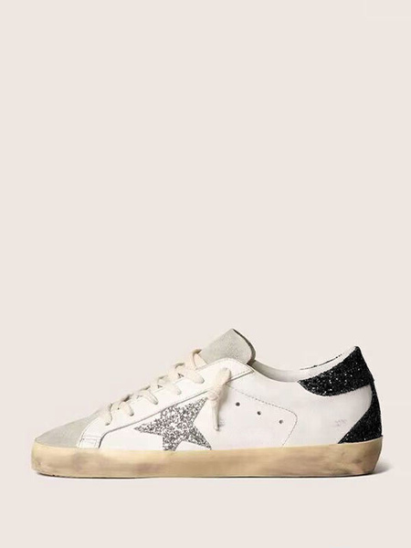 Image of Sneakers da donna Scarpe da skate stringate bianche con punta tonda e dettagli glitterati