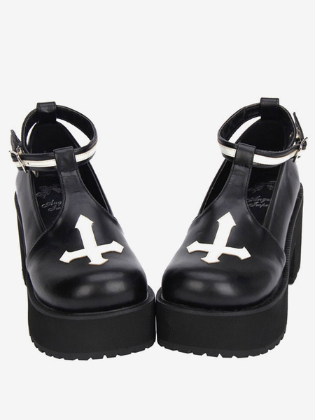 Image of Gothic Lolita scarpe Cross-Platform pompe cinturino alla caviglia Gothic Lolita scarpe con tacco grosso