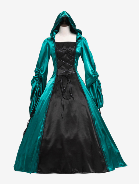 déguisements halloween opéra costume rétro vert victorien robe mascarade robes de bal à manches longues costume vintage