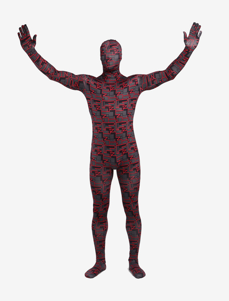 Image of Carnevale Rosso mattone Lycra Spandex Unisex geometrico completo corpo fresco Zentai Multicolor tute Halloween