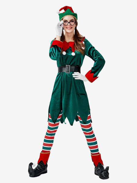 Image of Carnevale Costumi natalizi per le feste verdi dell&#39;elfo di Natale delle donne Halloween