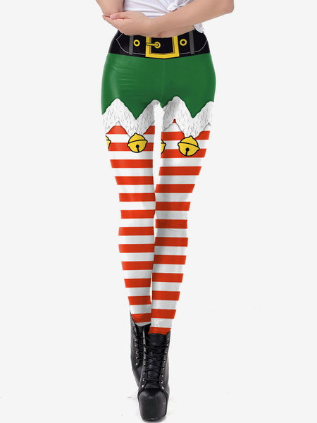 milanoo.com Women Christmas Legging Christmas Pattern Skinny Leg Pant Holidays Costumes