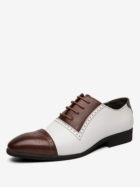 derbies hommes oxford chaussures formelles bout rond chaussures de mariage en cuir blanc
