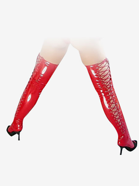 Image of Carnevale Red Stockings Sexy PVC Halloween