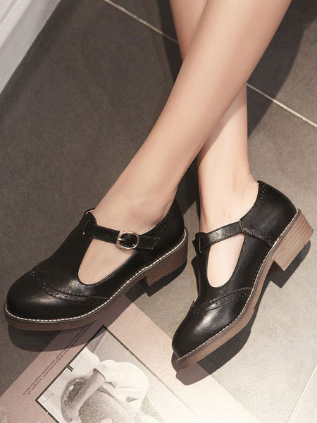 milanoo.com Lolita Pumps Shoes Flat Brogue Shoes