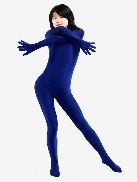 Image of Carnevale Abito lycra spandex catsuit blu marino con maniche unisex Halloween