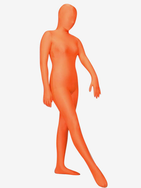 Image of Carnevale Zentai collant per adulti completo lycra spandex arancione tinta unito unisex Halloween
