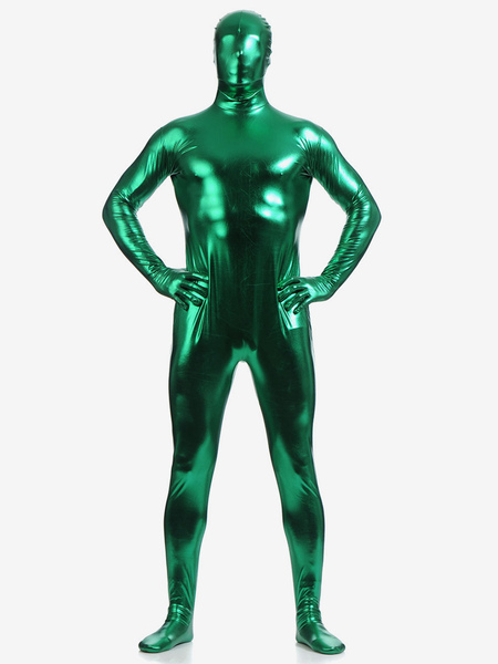 Image of Carnevale Verde scuro lucido metallizzato Zentai Abiti per gli uomini Halloween