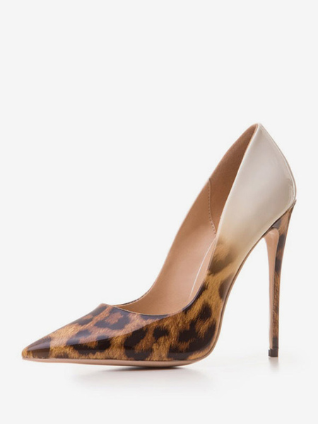 milanoo.com Women High Heels Pointed Toe Leopard Print Heels Stiletto Heel Pumps