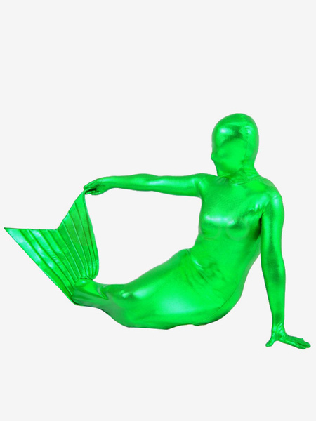 Image of Carnevale Green Metallic Shiny Suit Mermaid Halloween