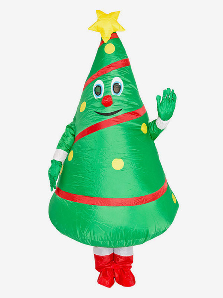 Image of Costume da albero di Natale Costume divertente Tuta natalizia unisex Fibra di poliestere verde Costumi per le vacanze di Natale
