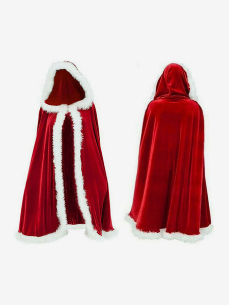 Image of Costumi natalizi vintage natalizi in poliestere con mantello rosso natalizio da donna