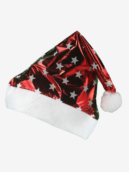 Image of Cappelli natalizi unisex Cappelli natalizi in fibra di poliestere bianco con stampa stelle