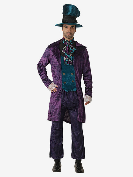 halloween costumes d&#39;halloween violet homme pardessus drôle cravate polyester ensemble costumes de vacances