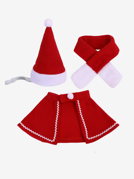 Image of Costume per animali domestici Cappello rosso natalizio Burlesque Poliestere Fornitura per animali domestici
