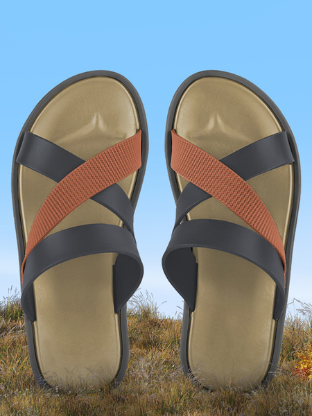 sandales à glissière pour femmes pantoufles décontractées en caoutchouc bicolores à bout rond