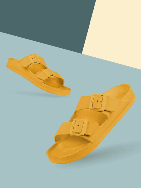 sandales à glissière pour femmes pantoufles décontractées à bout rond en caoutchouc