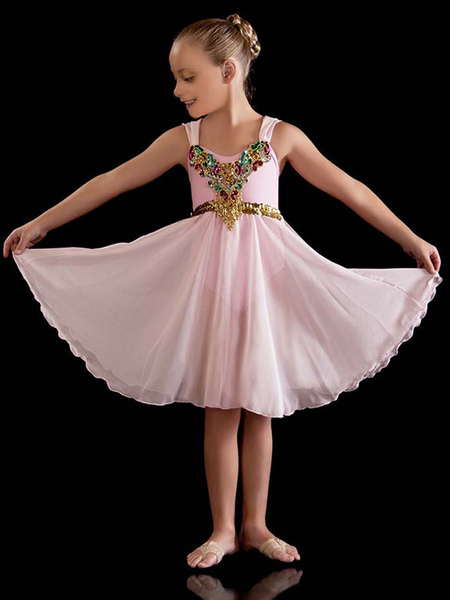Image of Abito da balletto Rosso Ballerina per bambini con strass in poliestere Abito da ballo