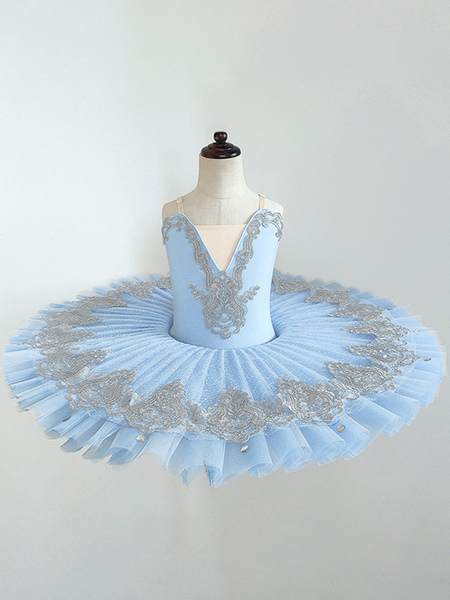 Image of Abito da balletto azzurro cielo donna adulto ballerina con volant pizzo poliestere abito da ballo