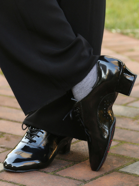 Image of Scarpe da ballo latino Scarpe da ballo nere con punta tonda in pelle PU