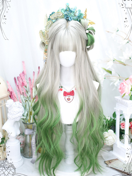 Image of Parrucche Sweet Lolita Accessori Lolita verdi in fibra lunga resistente al calore