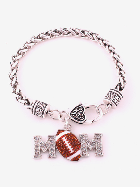 Image of Bracciale con diamanti in lega di calcio e lettera regalo per la festa della mamma
