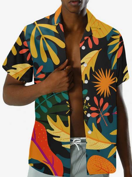 Image of Camicia Hawaii a maniche corte da uomo Top con stampa tropicale per le vacanze alle Hawaii