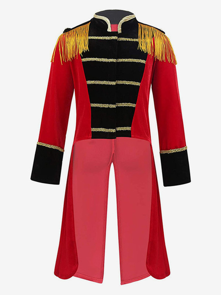 Image of Costumi retrò per uomo a maniche lunghe con frange in poliestere retrò vintage rosso