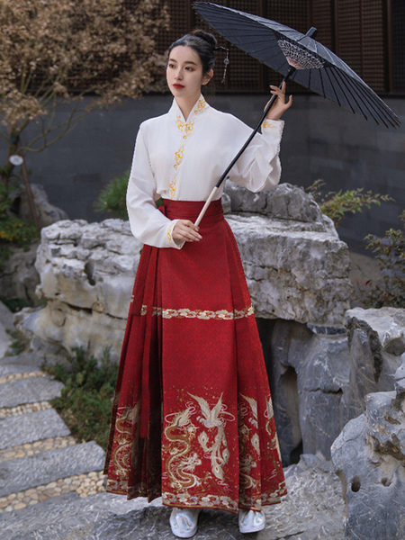 Image of Costumi cinesi per adulti Set in poliestere rosso Costumi festivi