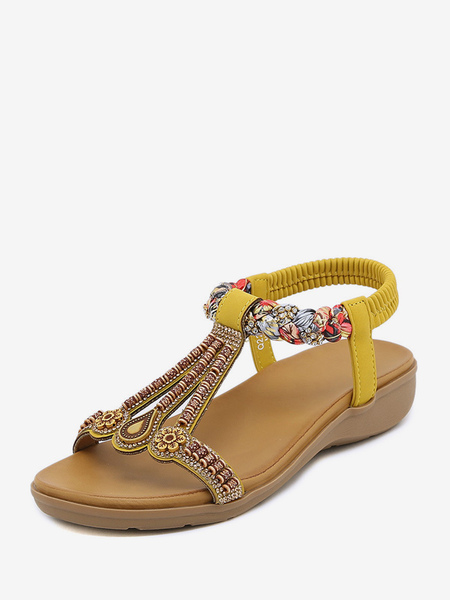 Image of Sandali piatti con punta aperta e punta aperta in pelle PU con borchie e cinturino a T sandali casual con pantofola