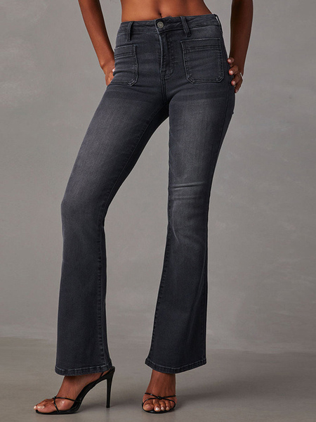 Image of Jeans da donna alla moda in poliestere svasato