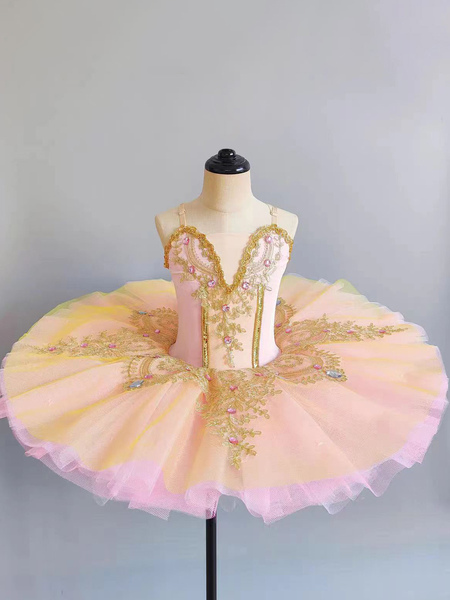 Image of Costumi di danza classica Abito da ballo in lycra spandex per bambina ballerina rosa
