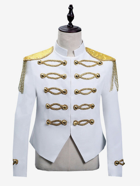 haut rétro blanc pour hommes élégant manches longues royal court pardessus rétro costumes