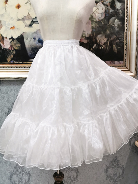 jupons lolita en polyester jupe lolita blanche à plusieurs niveaux