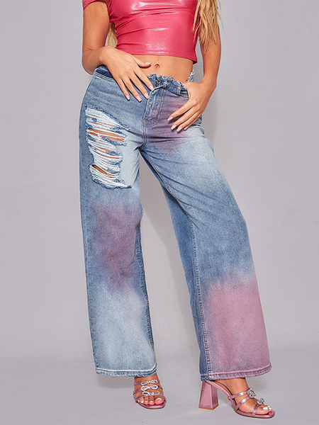 Image of Jeans da donna Chic Vita naturale Ombre Denim