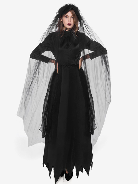 Image of Costumi di Halloween di Halloween Vestito da cappello spaventoso per adulto nero Set di costumi di Halloween in poliestere