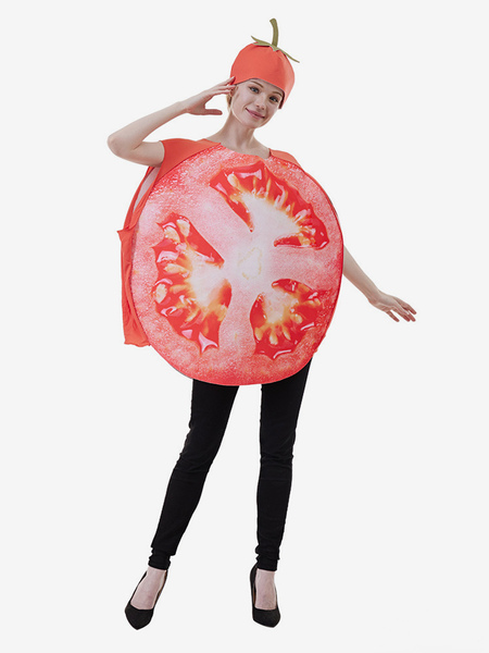 Image of Costume da fetta di frutta di Halloween costume da pomodoro per verdure per adulti costume da spettacolo teatrale tuta da pomodoro