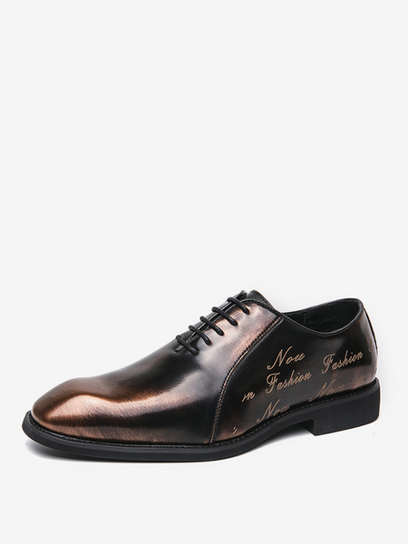 chaussures habillées pour hommes en cuir pu à bout carré moderne vintage à lacet