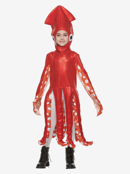 Image of Costume da gioco per bambini costume divertente da festa scolastica in un pezzo creatura marina simpatico calamaro