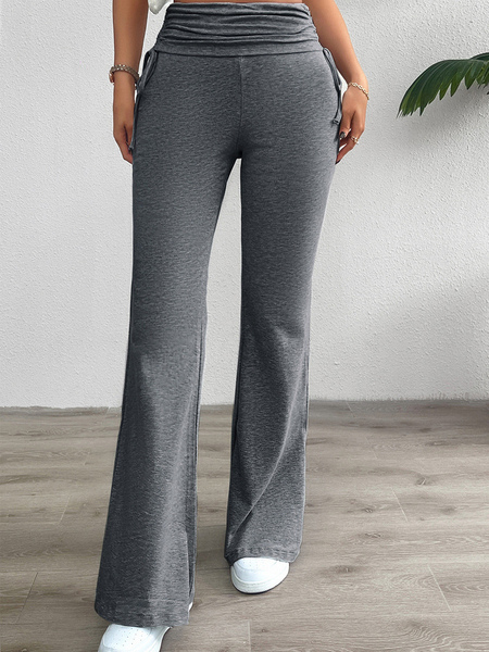Image of Pantaloni Pantaloni a vita naturale con coulisse in poliestere grigio scuro