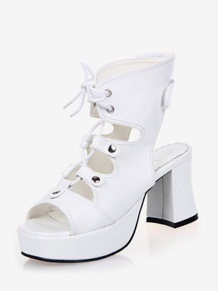 Image of Gorgeous White 3 1 / 5 \\ forte '\\' tacco Lolita Shoes