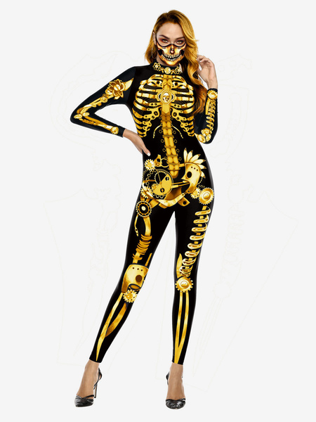 Image of Costumi di Halloween Costumi da festa in poliestere con tuta elasticizzata in oro nero